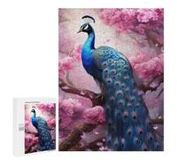 Puzzle pour Adultes 500 PCS Peacock with Cherry Blossoms Puzzles pour Adolescents Découpe De Précision pour Anniversaire, Noël Jouet Jeu Intellectuel 500 PCS