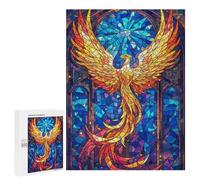 Puzzle pour Adultes 500 PCS Phoenix Stained Glass Jeux De Puzzle Relaxants Décoration Parfaite Cadeaux Uniques pour Anniversaire Et Noël 500 PCS