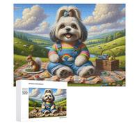 Puzzle pour Adultes 500 PCS Rainbow Picnic with Cute Dog Puzzles pour Adolescents, Jouet, Décoration Murale, Motif À Assembler, Interaction Parent-Enfant 500 PCS