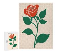 Puzzle pour Adultes 500 PCS Red Rose Illustration Jeux De Puzzle Relaxants Décoration Parfaite Cadeaux Uniques pour Anniversaire Et Noël 500 PCS