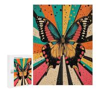 Puzzle pour Adultes 500 PCS Retro Butterfly Art Abstract Butterfly Illustration in Bold Colors Puzzles pour Adolescents Jeu Manuel Décoration Intérieure Jeu Stimulant Cadeaux 500 PCS