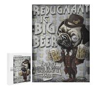 Puzzle pour Adultes 500 PCS Retro Craft Beer Pug Puzzles pour Adolescents Jeu Manuel Décoration Intérieure Jeu Stimulant Cadeaux 500 PCS