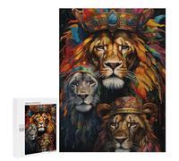 Puzzle pour Adultes 500 PCS Royal Lion King Art Print Puzzles pour Adultes Course De Vitesse Manuelle Activité Parent-Enfant, pour Toute La Famille 500 PCS