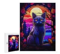 Puzzle pour Adultes 500 PCS Russian Blue Cat Puzzles pour Adolescents Jeu Manuel Décoration Intérieure Jeu Stimulant Cadeaux 500 PCS