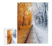 Puzzle pour Adultes 500 PCS Seasons Meet A Train Tracks Through Time Puzzle pour Adultes, Jeu De Réflexion, Cadeau pour Femmes, Activités Amusantes À La Maison, 500 PCS