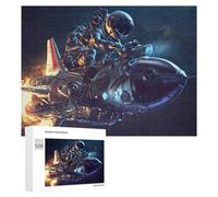 Puzzle pour Adultes 500 PCS Space Motorcycle Adventure in Outer Space Puzzles pour Adultes Jeux Relaxants Améliore La Mémoire Difficile Et Stimulant 500 PCS