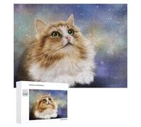 Puzzle pour Adultes 500 PCS Starry Night Cat Dreamscape Casse-tête pour Adolescents, Jeu De Réflexion, Course De Vitesse, Cadeaux d'anniversaire Et Originaux 500 PCS