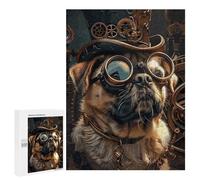 Puzzle pour Adultes 500 PCS Steampunk Pug Dog Puzzle pour Adultes, Jeu De Réflexion, Décoration Murale, Idéal comme Cadeau 500 PCS