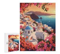 Puzzle pour Adultes 500 PCS Sunset in Santorini Puzzles pour Adolescents Jeux De Société Difficile Difficile Est Idéal comme Cadeau 500 PCS