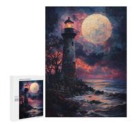 Puzzle pour Adultes 500 PCS Sunset Ocean Lighthouse Puzzles pour Adolescents Jeux Relaxants Cadeaux pour Femmes Cadeaux Uniques pour Anniversaire Et Noël 500 PCS