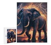 Puzzle pour Adultes 500 PCS Thundering Giants The Majestic Elephant in Stormy Skies Puzzles pour Adolescents Jeux Relaxants Cadeaux pour Femmes Cadeaux Uniques pour Anniversaire Et Noël 500 PCS