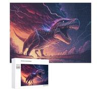 Puzzle pour Adultes 500 PCS Thundering Tyrannosaurus Rex Storm Puzzles pour Adolescents Jeux Relaxants Cadeaux pour Femmes Cadeaux Uniques pour Anniversaire Et Noël 500 PCS