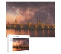 Puzzle pour Adultes 500 PCS Thunderstorm Over The Bridge Puzzles pour Adolescents, Jouet, Décoration Murale, Motif À Assembler, Interaction Parent-Enfant 500 PCS