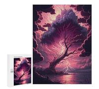 Puzzle pour Adultes 500 PCS Thunderstorm Tree Lightning Puzzles pour Adolescents Découpe De Précision pour Anniversaire, Noël Jouet Jeu Intellectuel 500 PCS