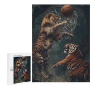 Puzzle pour Adultes 500 PCS Tiger Lion Basketball Game Puzzles pour Adolescents Jeux De Société Difficile Difficile Est Idéal comme Cadeau 500 PCS