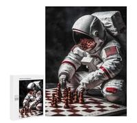 Puzzle pour Adultes 500 PCS US Astronaut Playing Chess Puzzles pour Adultes Jeu Manuel pour Améliorer La Mémoire Cadeaux Uniques pour Un Anniversaire Et Noël 500 PCS