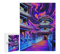 Puzzle pour Adultes 500 PCS Vibrant Neon Pagoda Casse-tête pour Adolescents, Jeu De Réflexion, Course De Vitesse, Cadeaux d'anniversaire Et Originaux 500 PCS