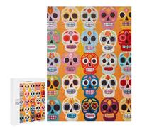 Puzzle pour Adultes 500 PCS Vibrant Skull Mosaic Puzzles pour Adolescents Jeu Manuel Décoration Intérieure Jeu Stimulant Cadeaux 500 PCS