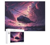 Puzzle pour Adultes 500 PCS War Zone Helicopter Puzzle pour Adultes, Jeu Familial, Décoration Intérieure, Cadeaux Uniques pour Anniversaire Et Noël 500 PCS