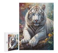 Puzzle pour Adultes 500 PCS White Tiger with Blue Eyes Puzzles pour Adolescents Jeu Manuel Décoration Intérieure Jeu Stimulant Cadeaux 500 PCS
