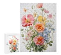 Puzzle pour Adultes 500 PCS Wild Flower Pink Blue Red Puzzles pour Adolescents Jeux De Société Difficile Difficile Est Idéal comme Cadeau 500 PCS