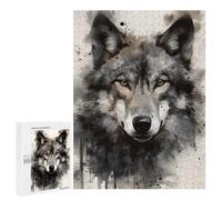 Puzzle pour Adultes 500 PCS Wolf Beauty Watercolor Puzzle pour Adultes, Jeu De Réflexion, Décoration Murale, Idéal comme Cadeau 500 PCS