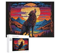 Puzzle pour Adultes 500 PCS Wolf Howling at Sunset Casse-tête pour Adolescents, Jeu De Réflexion, Course De Vitesse, Cadeaux d'anniversaire Et Originaux 500 PCS