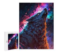 Puzzle pour Adultes 500 PCS Wolf Howling at The Stars Puzzles pour Adolescents Jeu Manuel Décoration Intérieure Jeu Stimulant Cadeaux 500 PCS