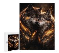 Puzzle Pour Adultes 500 PCS Wolves Couple - Luxury Animal Wall Art - Romantic Gift Decor Puzzles Pour Adultes - Jeu Familial - Course De Vitesse Manuelle - Cadeaux Uniques Pour Anniversaire Et Noël 50