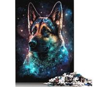 Puzzle pour Adultes 500 pièces Art Galaxie Berger Allemand Puzzle en Bois pour Adultes, Adolescents et Jeu de défi 500 pièces (52x38cm)