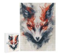 Puzzle pour adultes 500 pièces Blanc Kitsune Fox Peinture Puzzle Anti-stress pour Adultes, Analyse et Logique Cadeau d'anniversaire, Idée cadeau, 500 pièces