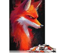 Puzzle pour Adultes 500 pièces Portrait de Renard Ardent Puzzle pour Adultes Puzzles en Bois Activités Amusantes à la Maison, Cadeau d'anniversaire, Cadeaux de Voyage (52 x 38 cm)