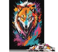 Puzzle pour Adultes 500 pièces Tête de Loup Style Graffiti Puzzles pour Adultes Puzzle pour Adolescents Jeu de Puzzle Jouet Cadeau 500 pièces (52x38cm)