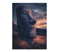Puzzle pour Adultes 52x38cm/1000pcs Easter Island Statue Sunset-1 Jeu Manuel pour Adultes Décoration Idéale Interaction Parent-Enfant 52x38cm/1000pcs