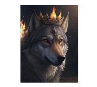 Puzzle pour Adultes 52x38cm/1000pcs Fire King Wolf Puzzle Jeux Amusants Décoration Murale Cadeaux Uniques pour Anniversaire Et Noël 52x38cm/1000pcs