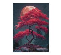 Puzzle pour Adultes 52x38cm/1000pcs Full Moon Red Maple Tree Puzzle pour Adultes Jeu Pratique D'analyse Et De Logique Difficile Et Stimulant 52x38cm/1000pcs