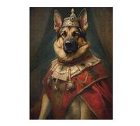 Puzzle pour Adultes 52x38cm/1000pcs German Shepherd The King Puzzles pour Adultes, Jouets Anti-Stress, Améliorent La Mémoire, Activités Amusantes À La Maison, 52x38cm/1000pcs