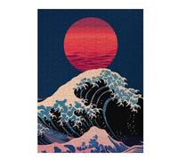 Puzzle pour Adultes 52x38cm/1000pcs Great Wave with Red Sun Puzzles pour Adolescents : Jouets Anti-Stress, Amusants Et Humoristiques, Difficiles Et Stimulants 52x38cm/1000pcs