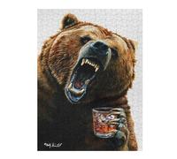 Puzzle pour Adultes 52x38cm/1000pcs Grizzly Nights, Angry Bear with Whiskey Puzzle pour Adultes Jeu Manuel Une Œuvre d'art Cadeaux Uniques pour Anniversaire Et Noël 52x38cm/1000pcs