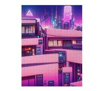 Puzzle pour Adultes 52x38cm/1000pcs Neon Cityscape Vibrant Urban Landscape -4 Puzzle pour Adultes, Jeu De Réflexion, Découpe De Précision, Idéal comme Cadeau pour Toute La Famille 52x38cm/1000pcs