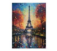 Puzzle pour Adultes 52x38cm/1000pcs Paris Art Eiffel Tower Casse-tête pour Adolescents, Jeu De Réflexion, Course De Vitesse Manuelle, Cadeaux Uniques d'anniversaire Et De Noël 52x38cm/1000pcs
