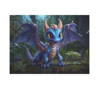 Puzzle pour Adultes 52x38cm/1000pcs Pièces Puzzle Blue Dragon in Enchanted Forest Puzzle pour Adultes Jeux Relaxants Cadeaux pour Femmes, Amis Et Famille 52x38cm/1000pcs