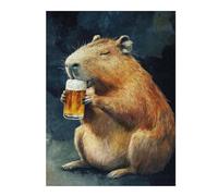 Puzzle pour Adultes 52x38cm/1000pcs Pièces Puzzle Capybara Drinking Beer Puzzle pour Adultes, Jeu Familial, Décoration Parfaite, Cadeau d'anniversaire, Cadeaux, 52x38cm/1000pcs
