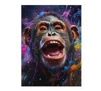 Puzzle pour Adultes 52x38cm/1000pcs Pièces Puzzle Chimpanzee in Colorful Paint Splash Puzzle pour Adultes Jeux Relaxants Cadeaux pour Femmes, Amis Et Famille 52x38cm/1000pcs