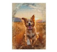 Puzzle pour Adultes 52x38cm/1000pcs Pièces Puzzle Joyful Bound Through Golden Fields Puzzle pour Adultes, Jeu Familial, Décoration Parfaite, Cadeau d'anniversaire, Cadeaux, 52x38cm/1000pcs