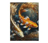 Puzzle pour Adultes 52x38cm/1000pcs Pièces Puzzle Two Fish in Harmony Puzzle pour Adultes, Jeu Familial, Décoration Parfaite, Cadeau d'anniversaire, Cadeaux, 52x38cm/1000pcs