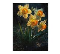 Puzzle pour Adultes 52x38cm/1000pcs Rainy Daffodil Flower Casse-tête pour Adolescents, Jeu De Réflexion, Course De Vitesse Manuelle, Cadeaux Uniques d'anniversaire Et De Noël 52x38cm/1000pcs