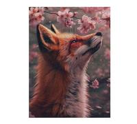 Puzzle pour Adultes 52x38cm/1000pcs Red Fox Cherry Blossom Casse-tête pour Adolescents, Jeu De Réflexion, Course De Vitesse Manuelle, Cadeaux Uniques d'anniversaire Et De Noël 52x38cm/1000pcs