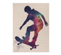 Puzzle pour Adultes 52x38cm/1000pcs Skate Galaxy Silhouette Puzzles pour Adultes, Jeu De Réflexion, Cadeau d'anniversaire, Cadeaux Uniques 52x38cm/1000pcs