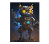 Puzzle pour Adultes 52x38cm/1000pcs Steampunk Cat Robot Art Puzzles pour Adultes Jeu Manuel Découpe De Précision Cadeaux Uniques pour Anniversaire Et Noël 52x38cm/1000pcs